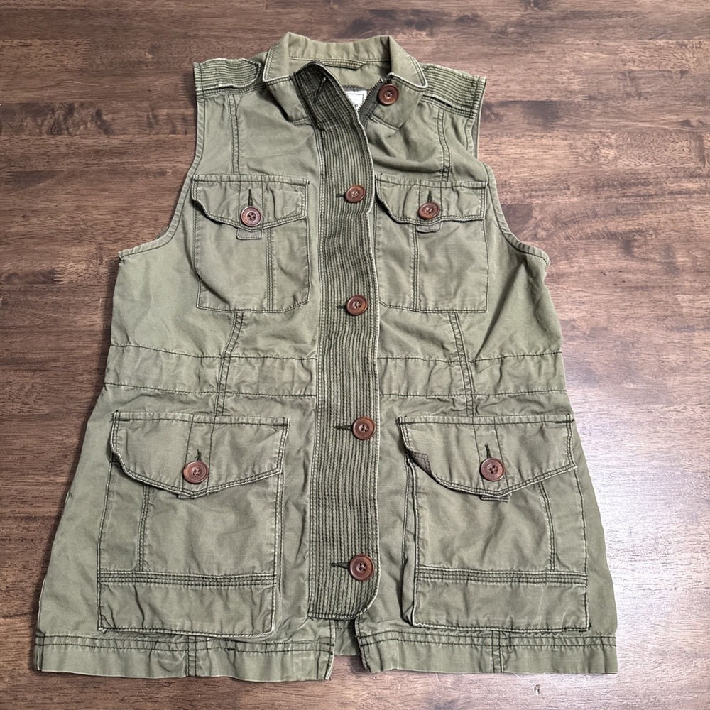 Abercrombie & Fitch Y2K‎ Utility Vest Military Green Outerwear Women's Medium